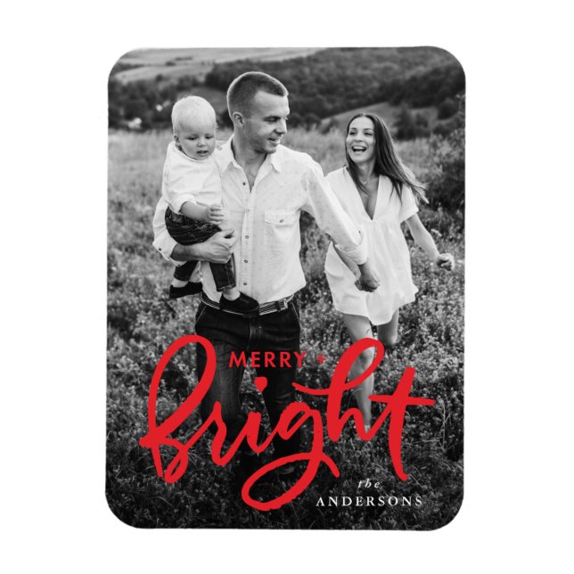 Magnet Flexible Joyeux et brillant Gras Rouge Script photo de vaca (Vertical)