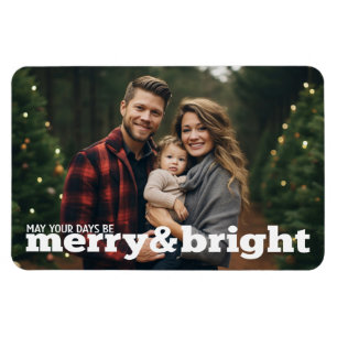 Magnet Flexible Joyeux et lumineux photo de Noël horizontale