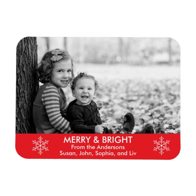 Magnet Flexible Joyeux et lumineux voeux de vacances (Horizontal)