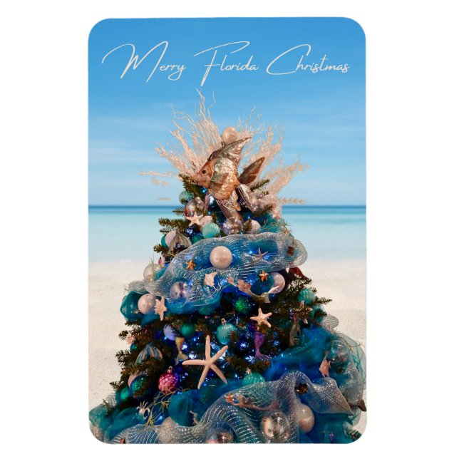 Magnet Flexible Joyeux Floride Noël Tropical Beach and Tree (Vertical)