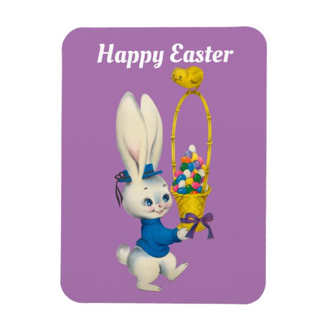 Magnet Flexible Joyeux Lapin De Pâques Avec Aimant Panier (Vertical)