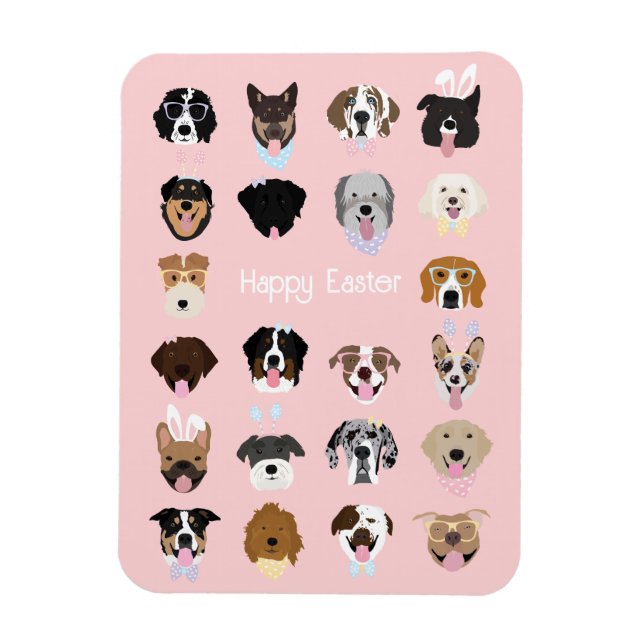 Magnet Flexible Joyeux Motif du visage de chien de Pâques (Vertical)