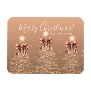 Magnet Flexible Joyeux Noël Arbre de Noël en Or Rose Cartes de Vœu