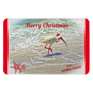 Magnet Flexible Joyeux Noël de Sanibel Island FL White Ibis