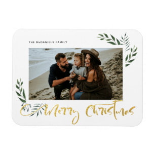 Magnet Flexible Joyeux Noël doré Trois Photo Vacances