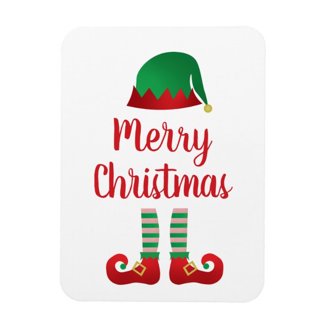 Magnet Flexible Joyeux Noël Elf Casquette Red Green (Vertical)