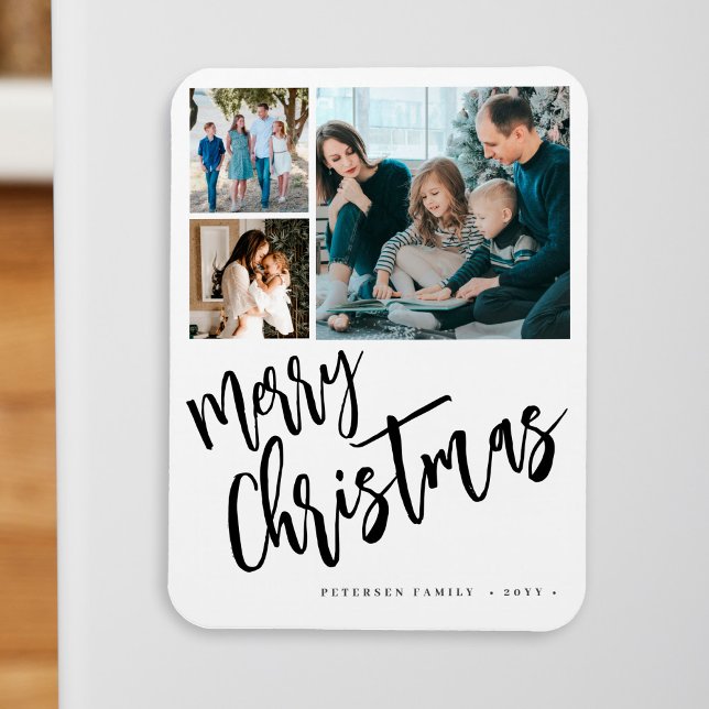 Magnet Flexible Joyeux Noël famille moderne photo collage (Créateur téléchargé)