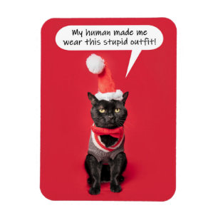 Magnet Flexible Joyeux Noël Funny Chat en tenue de vacances
