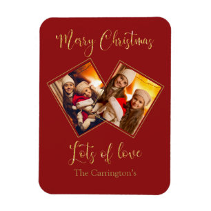 Magnet Flexible Joyeux Noël Gold Nom photo Rouge