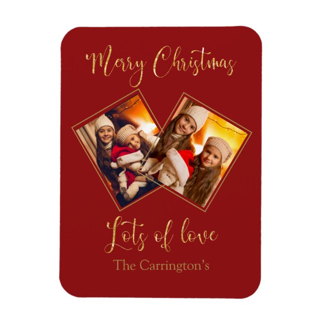 Magnet Flexible Joyeux Noël Gold Nom photo Rouge (Vertical)