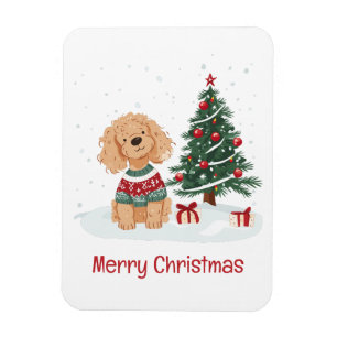 Magnet Flexible Joyeux Noël Goldendoodle Chien