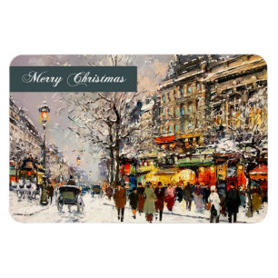 Magnet Flexible Joyeux Noël. Hiver Scène parisienne