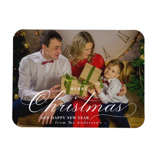 Magnet Flexible Joyeux Noël Joyeux Joyeux Nouvel An Photo personna (Horizontal)
