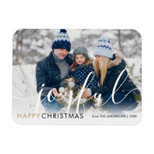 Magnet Flexible Joyeux Noël moderne Photo chic Script Joyful