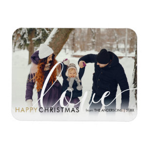 Magnet Flexible Joyeux Noël moderne Photo Chic Script Love