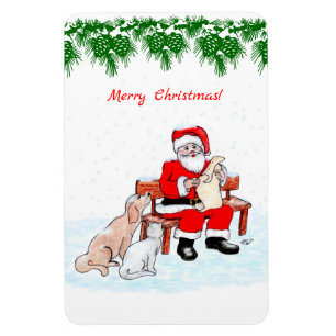 Magnet Flexible Joyeux Noël - Père Noël avec chat et chien