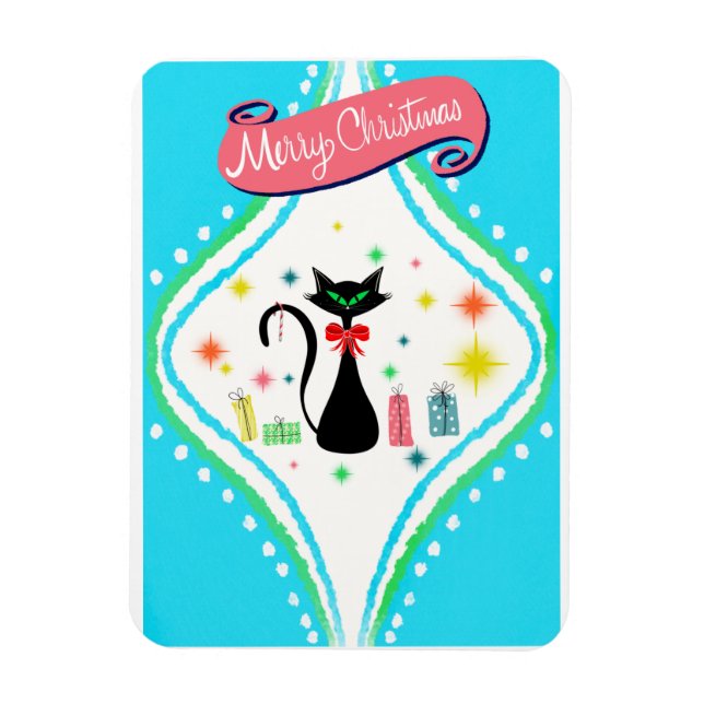 Magnet Flexible Joyeux Noël Retro Chat Siamese (Vertical)