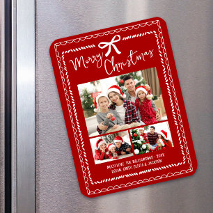 Magnet Flexible Joyeux Noël rouge 3 Photo Dessins à main levée Amu