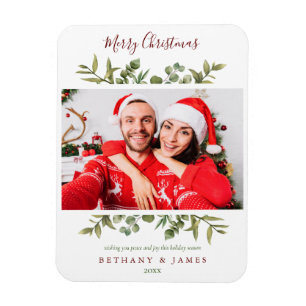 Magnet Flexible Joyeux Noël Vert Couples Photo Vacances