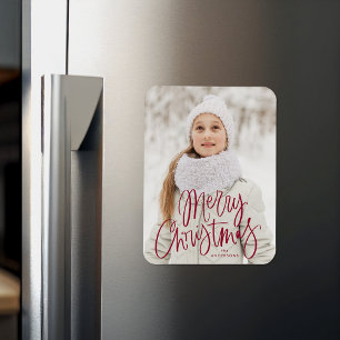 Magnet Flexible Joyeux Noël Whimsical Cranberry Script Photo