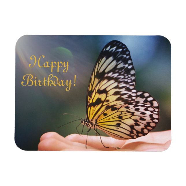 Magnet Flexible Joyeux papillon amical d'anniversaire (Horizontal)