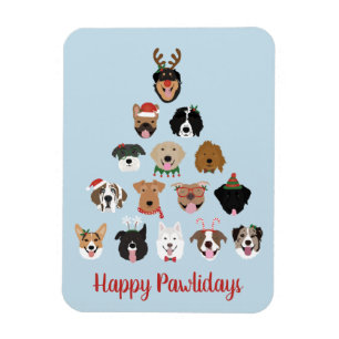 Magnet Flexible Joyeux Pawlidays Chien arbre de Noël