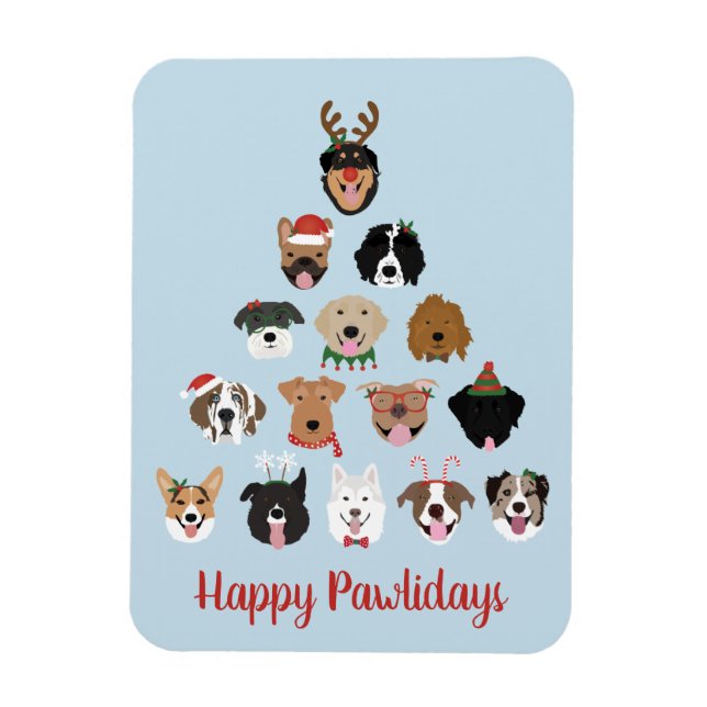 Magnet Flexible Joyeux Pawlidays Chien arbre de Noël (Vertical)