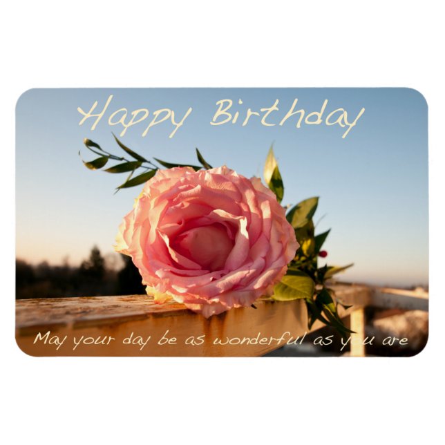 Magnet Flexible Joyeux Rose d'anniversaire (Horizontal)