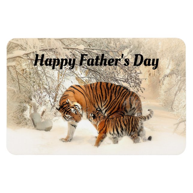 Magnet Flexible Joyeux tigres de Fête des pères (Horizontal)