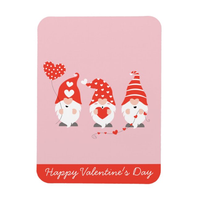 Magnet Flexible Joyeux Valentin Gnomes Rouge Rose (Vertical)