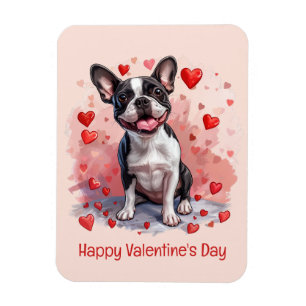 Magnet Flexible Joyeux Valentines Day Boston Terrier Dog