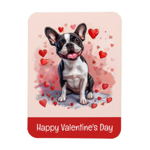 Magnet Flexible Joyeux Valentines Day Boston Terrier Dog