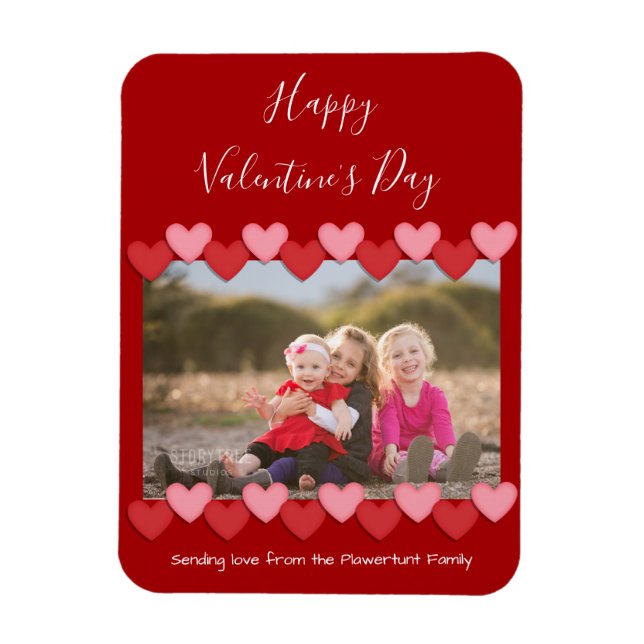 Magnet Flexible Joyeux Valentines Day Red Family Photo (Vertical)