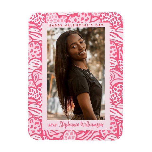 Magnet Flexible Joyeux Valentines Jour Blush Pink Jungle Heart Pho (Vertical)