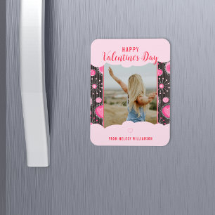 Magnet Flexible Joyeux Valentines Whimsical Coeurs rose Nom de la 