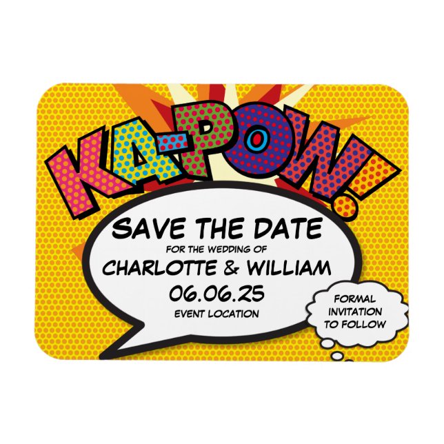 Magnet Flexible KA-POW Enregistrer la date Comic Book Fun Modern (Horizontal)