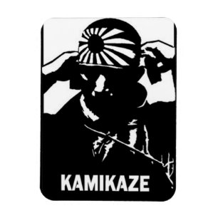 Magnet Flexible Kamikaze pilote japonais noir et blanc