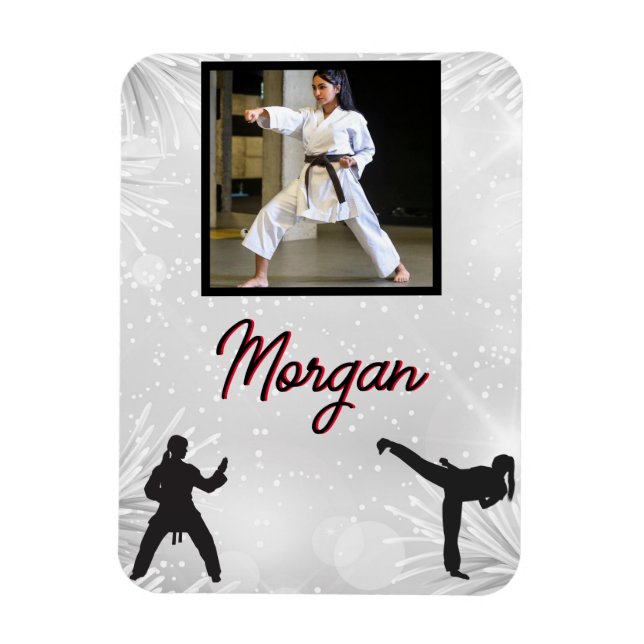 Magnet Flexible Karate Winter Wonder Photo et nom personnalisés (Vertical)