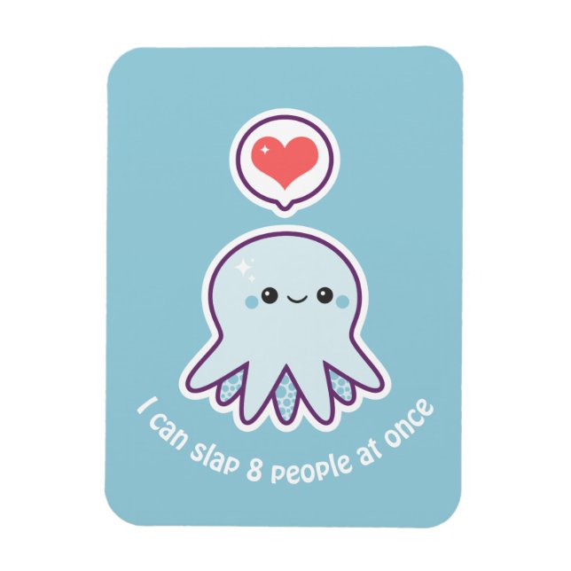 Magnet Flexible Kawaii Bleu Octopus (Vertical)