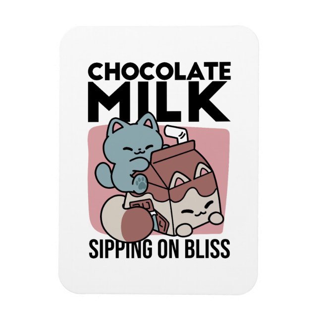 Magnet Flexible Kawaii Chocolate Milk Cat – Cozy Drink & Cuteness  (Vertical)