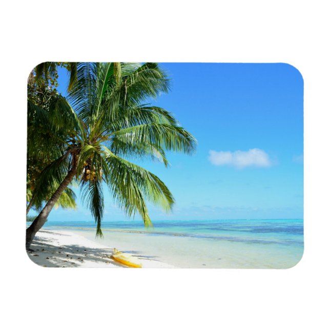 Magnet Flexible Kayak jaune sur une plage magnétique rectangulaire (Horizontal)