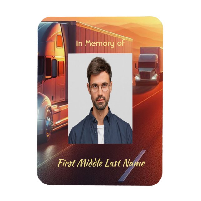 Magnet Flexible Keepsake Memorial  SemiTruck Tractor-trailer  (Vertical)