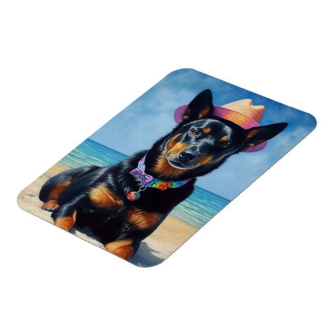 Magnet Flexible Kelpie australienne sur la plage, cadeau d'été amo (Côté Gauche)