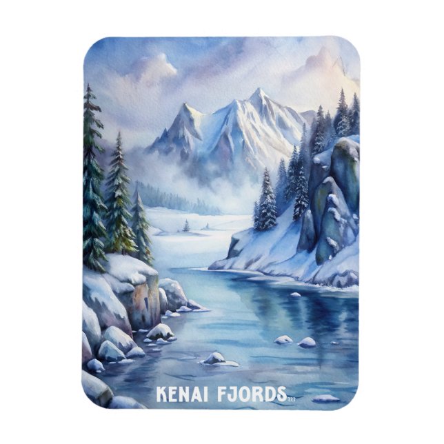 Magnet Flexible Kenai Fjords National Park Aquarelle Peinture (Vertical)