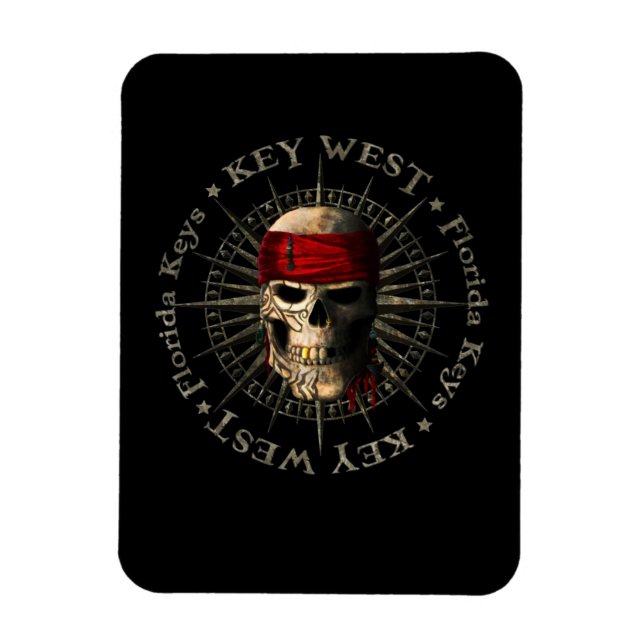Magnet Flexible Key West Florida Pirate Skull (Vertical)