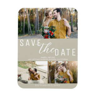 Magnet Flexible Khaki Beige Save the Date Mariage 3 Photos