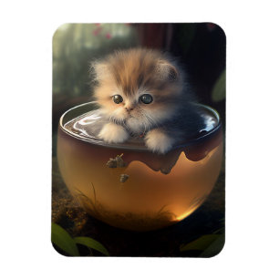 Magnet Flexible Kitten dans une teacup orange Aimant flexible