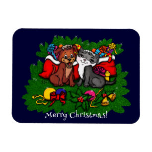 Magnet Flexible Kitty et chiot, Happy XMas