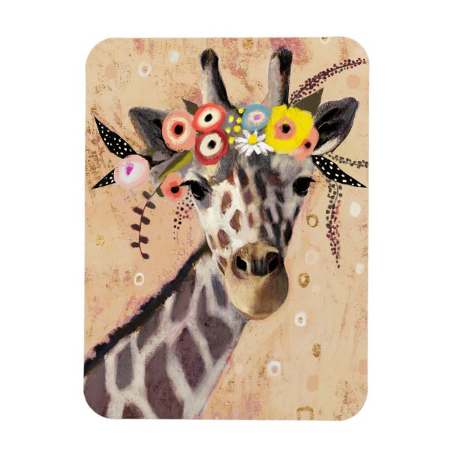 Magnet Flexible Klimt Giraffe | Couronne De Fleurs (Vertical)