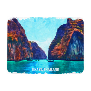 Magnet Flexible Krabi Thaïlande Paradis de Plage Aquarelle